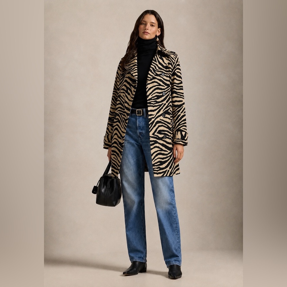 RALPH LAUREN - Zebra Print Trench Coat | Statement Cotton Coat | Y2K